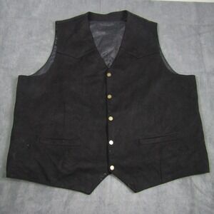 Pattern Vest Mens 3XL Black Western Wool Blend Snap Front Waistcoat